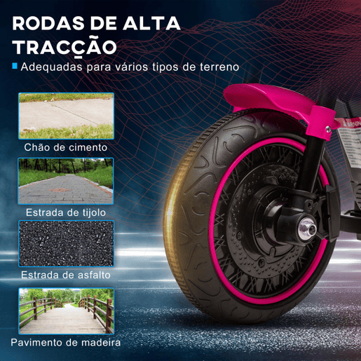 HOMCOM Motocicleta Elétrica para Crianças de 18-36 Meses com Bateria 6V Farol e Rodas Auxiliares Removíveis 25 kg 76x42x57 cm Rosa HOMCOM Motocicleta Elétrica para Crianças de 18-36 Meses com Bateria 6V Farol e Rodas Auxiliares Removíveis 25 kg 76x42x57 cm Rosa