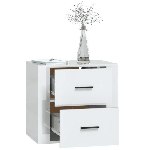 Mesa De Cabeceira De Parede Mesinha De Cabeceira - 50x36x47 cm branco brilhante