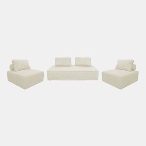 Sofá modular em tecido veludo cotelê de 4 lugares, Lao, Creme, 180x90x78 cm