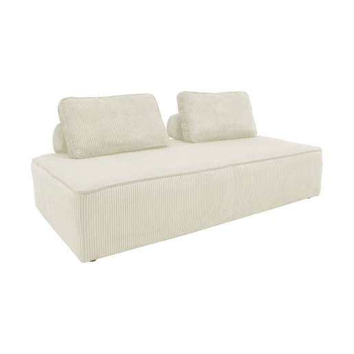 Sofá modular em tecido veludo cotelê de 4 lugares, Lao, Creme, 180x90x78 cm