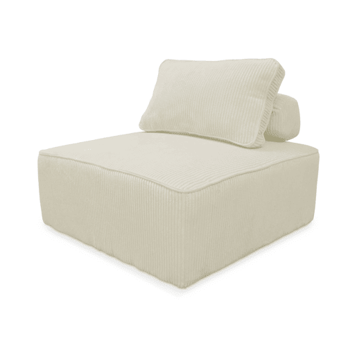 Sofá modular em tecido veludo cotelê de 4 lugares, Lao, Creme, 180x90x78 cm