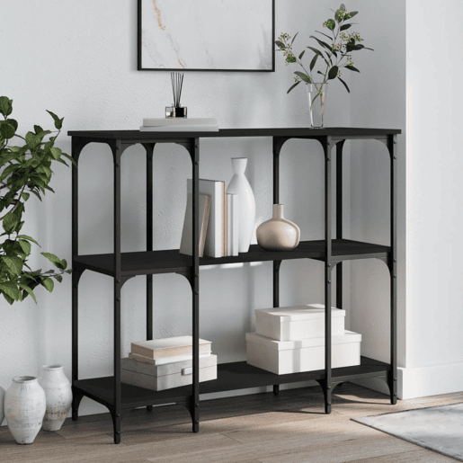 Mesa Consola - Mesa De Entrada 102x35x90 cm derivados de madeira preto