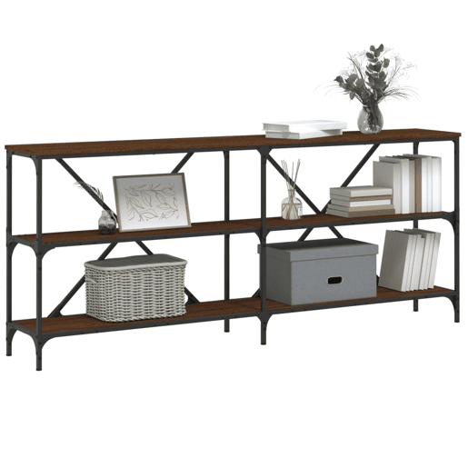 Mesa Consola - Mesa De Entrada 180x30x75cm deriv. madeiraferro carvalho castanho