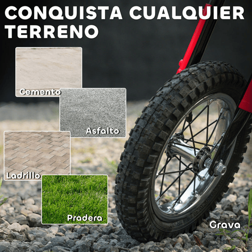 AIYAPLAY Mota Elétrica para Crianças 24V Mota Elétrica Infantil com Motor 250W Velocidade de 6-16kmh Rodas de Ø30,5 cm e Suspensão Traseira para Crianças de 8-12 Anos 119x64x76,5 cm Vermelho