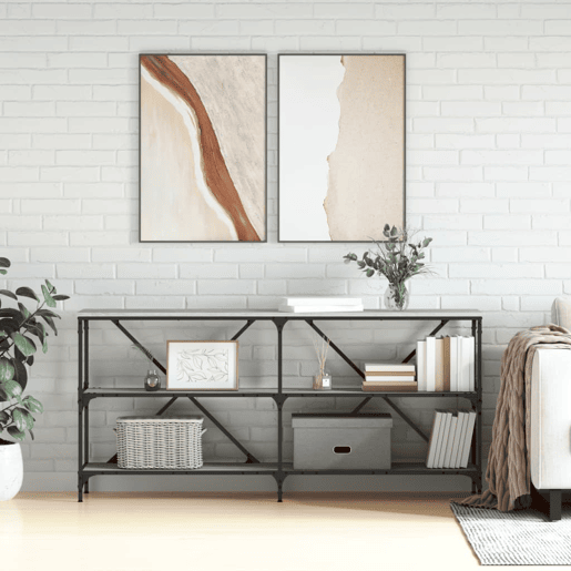 Mesa Consola - Mesa De Entrada 160x30x75 cm derivados madeiraferro cinza sonoma