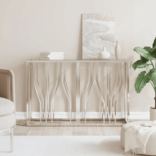 Mesa Consola - Mesa De Entrada 110x30x70 cm aço inoxidável e vidro Mesa Consola - Mesa De Entrada 110x30x70 cm aço inoxidável e vidro