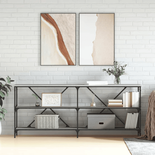 Mesa Consola - Mesa De Entrada 180x30x75 cm derivados madeiraferro cinza sonoma