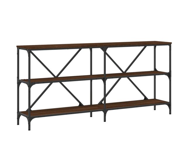 Mesa consola - mesa de entrada hierro madera ingeniería roble marrón 160x30x75 cm