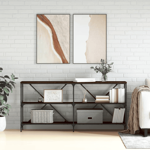Mesa Consola - Mesa De Entrada 160x30x75cm deriv. madeiraferro carvalho castanho