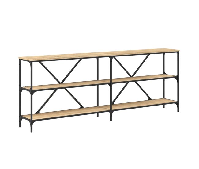Mesa consola - mesa de entrada hierro madera ingeniería roble sonoma 200x30x75 cm