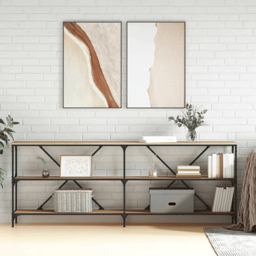 Mesa Consola - Mesa De Entrada 200x30x75 cm deriv. madeiraferro carvalho sonoma