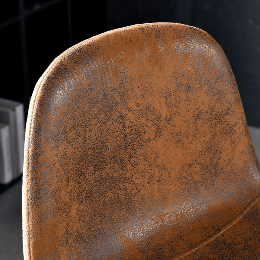 Conjunto De 2 Cadeiras Altas De Bar Com Encosto Ergonômico E Assento Estofado Em Couro Sintético Marrom Vintage, Pés Metálicos Com Detalhe Dourado E Apoio Para Pés, Altura Total 103,5 Cm, Ideais Para Cozinha, Sala De Jantar Ou Ilha
