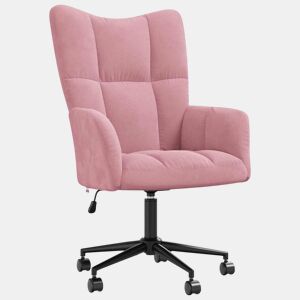 Poltrona de descanso cadeira de escritório com rodízios design moderno em veludo rosa DEC026758