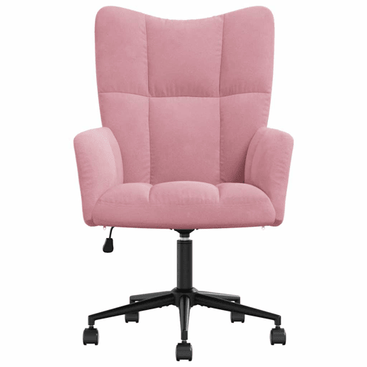 Poltrona de descanso cadeira de escritório com rodízios design moderno em veludo rosa DEC026758