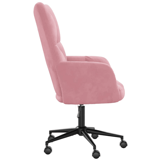 Poltrona de descanso cadeira de escritório com rodízios design moderno em veludo rosa DEC026758
