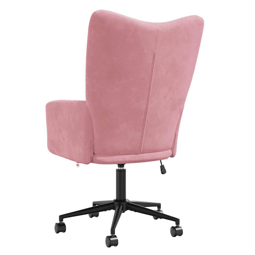 Poltrona de descanso cadeira de escritório com rodízios design moderno em veludo rosa DEC026758