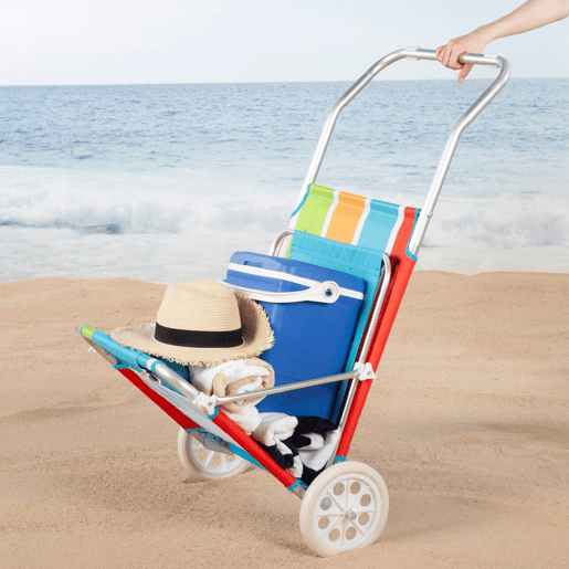 Pack de 2 espreguiçadeiras de praia 2 em 1 calmofada almofadada e guarda-sol Aktive