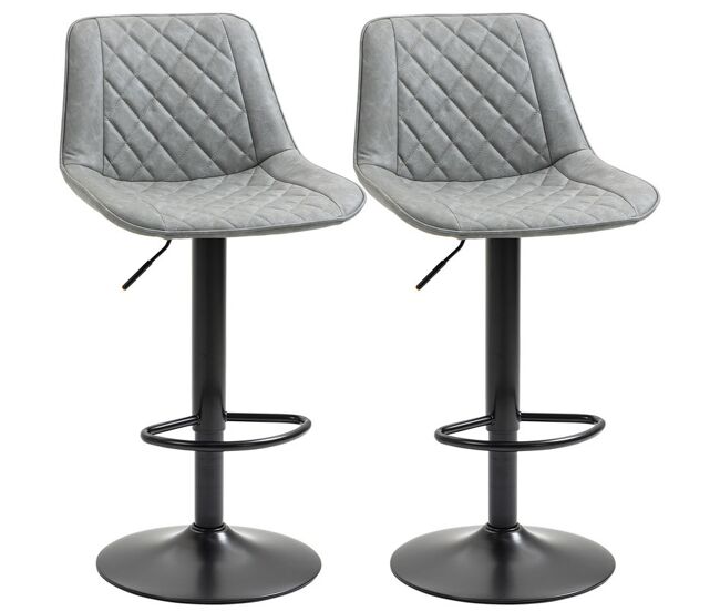 Homcom juego de 2 taburetes de bar giratorios, taburetes altos de cocina con altura ajustable 86-106 cm, sillas altas de cocina, tapizada en cuero