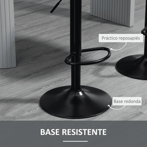 HOMCOM Conjunto de Bancos de Bar Estofados em PU Bancos Altos de Sala de Jantar com Altura Ajustável Assento Giratório e Apoio para os Pés Carga Máxima 120kg 46,5x51x86-106 cm Cinzento