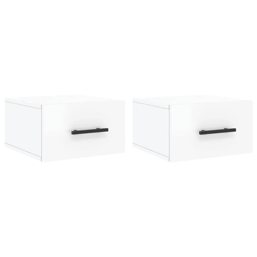 Lote de 2 Mesas De Cabeceira parede - Mesinhas De Cabeceira 35x35x20 cm branco brilhante