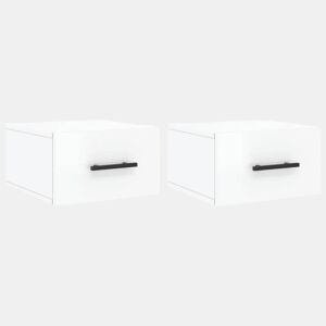 Lote de 2 Mesas De Cabeceira parede - Mesinhas De Cabeceira 35x35x20 cm branco brilhante