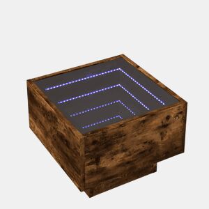 Mesa De Cabeceira - Mesinha De Cabeceira c LED Infinity 40x40x30 cm carvalho fumado