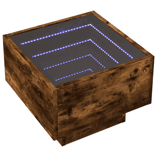 Mesa De Cabeceira - Mesinha De Cabeceira c LED Infinity 40x40x30 cm carvalho fumado