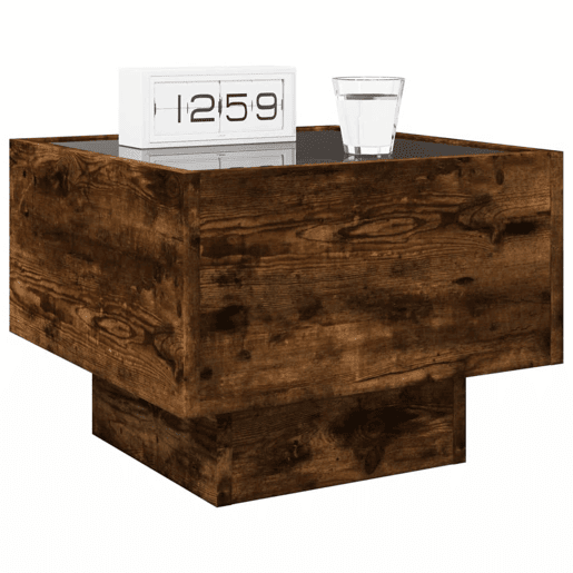 Mesa De Cabeceira - Mesinha De Cabeceira c LED Infinity 40x40x30 cm carvalho fumado