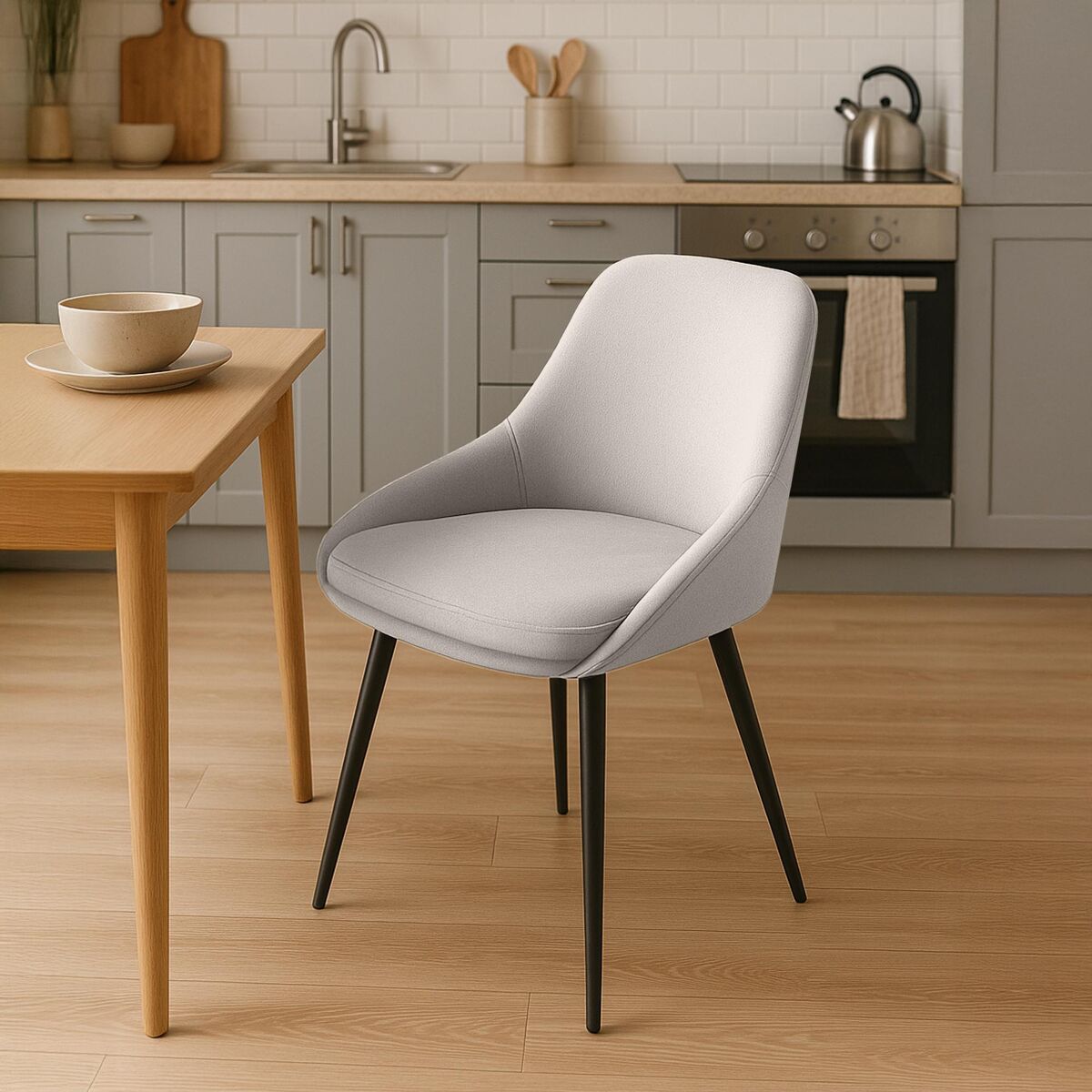 Juego de 2 sillas de comedor elmira terciopelo gris 53x50x86 cm
