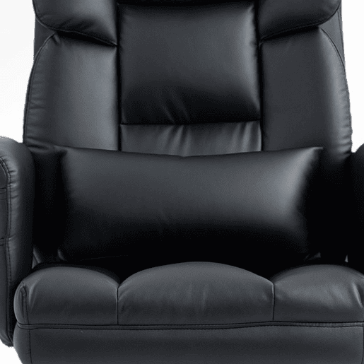 HOMCOM Cadeira de Escritório com 6 Pontos de Massagem Vibratória Cadeira Giratória Ergonómica com Apoio para Pés Retrátil Altura Ajustável Comando Remoto e Suporte Lombar Tecido de PU Preto
