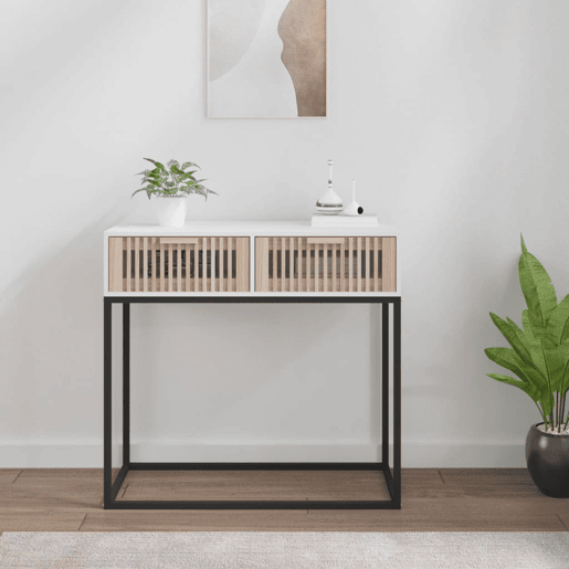 Mesa Consola - Mesa De Entrada 80x30x75 cm derivados de madeira e ferro branco