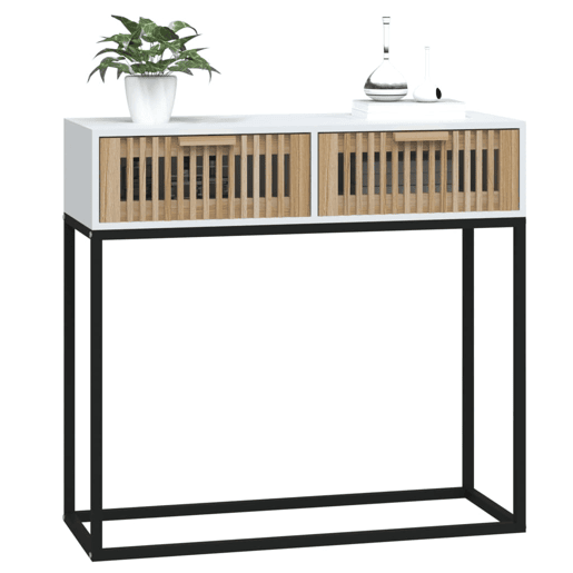 Mesa Consola - Mesa De Entrada 80x30x75 cm derivados de madeira e ferro branco