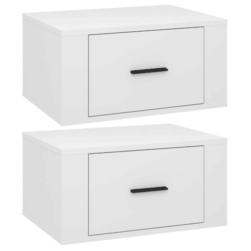 Lote de 2 Mesas De Cabeceira parede - Mesinhas De Cabeceira 50x36x25 cm branco brilhante