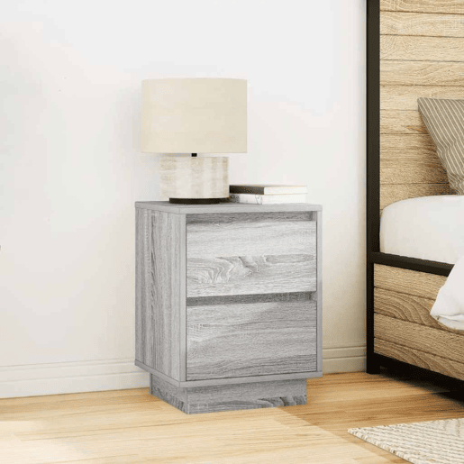Mesa De Cabeceira - Mesinha De Cabeceira com luzes LED 38x34x50 cm cinzento-sonoma