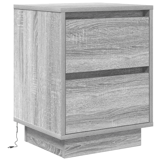 Mesa De Cabeceira - Mesinha De Cabeceira com luzes LED 38x34x50 cm cinzento-sonoma