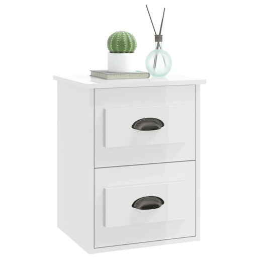 Mesa De Cabeceira De Parede Mesinha De Cabeceira - 41,5x36x53 cm branco brilhante