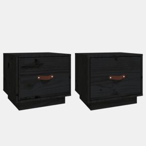Lote de 2 Mesas De Cabeceira - Mesinhas De Cabeceira 40x34x35 cm pinho maciço preto
