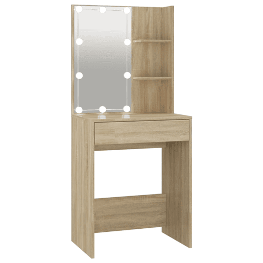 Penteadeira de design com LED 60 x 40 x 140 cm bege 02_0006290