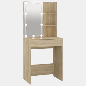 Penteadeira de design com LED 60 x 40 x 140 cm bege 02_0006290