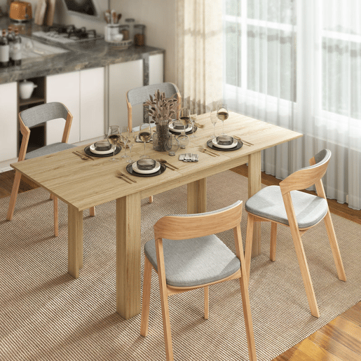 HOMCOM Mesa de Refeição Extensível de 140 a 180 cm Mesa de Cozinha Extensível Retangular para 6-8 Pessoas para Sala 140-180x90x75 cm Madeira