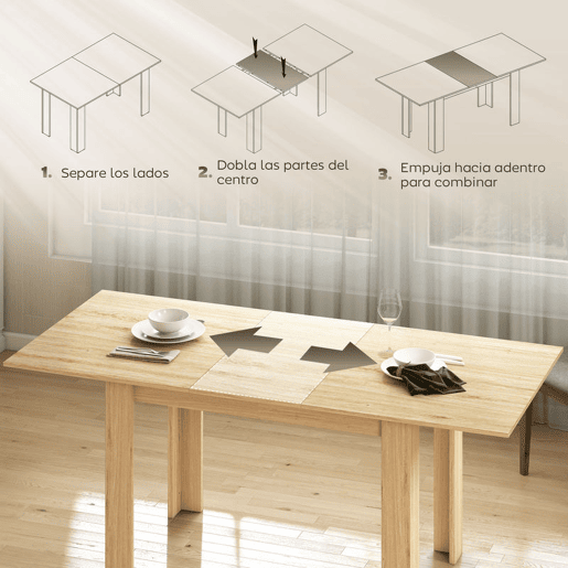 HOMCOM Mesa de Refeição Extensível de 140 a 180 cm Mesa de Cozinha Extensível Retangular para 6-8 Pessoas para Sala 140-180x90x75 cm Madeira