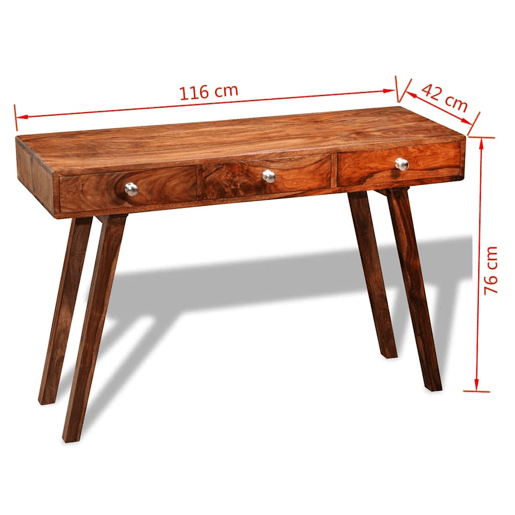 Mesa Consola - Mesa De Entrada com 3 gavetas 76 cm madeira acácia sólida