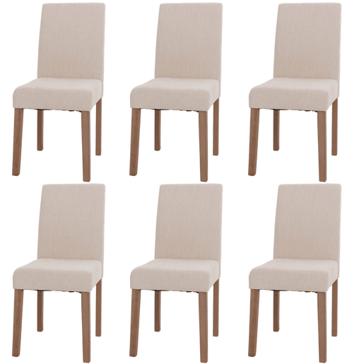 Conjunto de 6 cadeiras de jantar com encosto alto em tecido chenille creme com pés claros 04_0007635