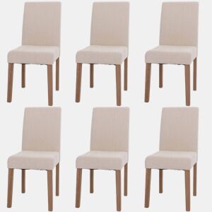 Conjunto de 6 cadeiras de jantar com encosto alto em tecido chenille creme com pés claros 04_0007635
