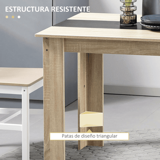 HOMCOM Mesa de Sala de Jantar para 4-6 Pessoas Mesa de Cozinha Retangular Estilo Moderno com Bancada de Melamina de Madeira Carga 50 kg 120x69x75 cm Madeira e Preto