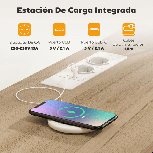 HOMCOM Móvel de TV com Luz LED Móvel de TV para Sala com Tomadas Portas USB Prateleiras Abertas 4 Gavetas de Tecido e Bolso para Televisão até 50 Polegadas 120x30x67,5 cm Bege e Madeira