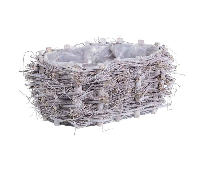Cesto de mimbre ovalado gris 33x21x14h cm