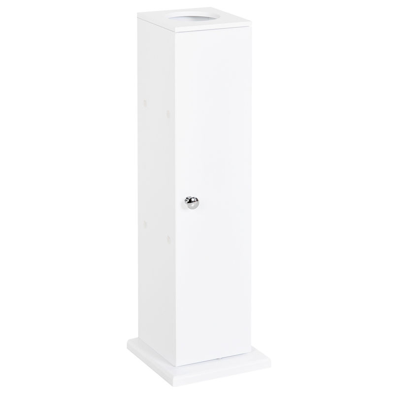 Homcom armario de baño estrecho mueble de baño con orificio para papel higiénico y estantes estilo moderno para espacios pequeños 19,5x19,5x65 cm blanco