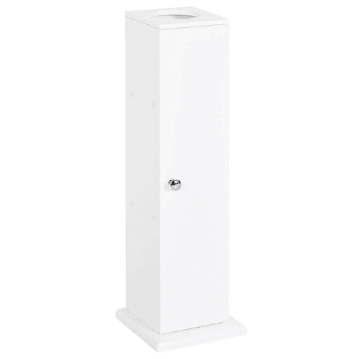 HOMCOM Armário de Casa de Banho Estreito Móvel de Casa de Banho com Orifício para Papel Higiénico e Prateleiras Estilo Moderno para Espaços Pequenos 19,5x19,5x65 cm Branco