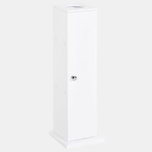 HOMCOM Armário de Casa de Banho Estreito Móvel de Casa de Banho com Orifício para Papel Higiénico e Prateleiras Estilo Moderno para Espaços Pequenos 19,5x19,5x65 cm Branco